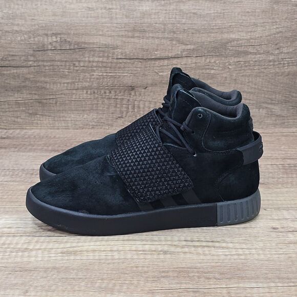 Adidas Tubular Invader Strap Men's Size 7 Women's Sz 8.5 Black Sneakers (BA7330) - Picture 3 of 9